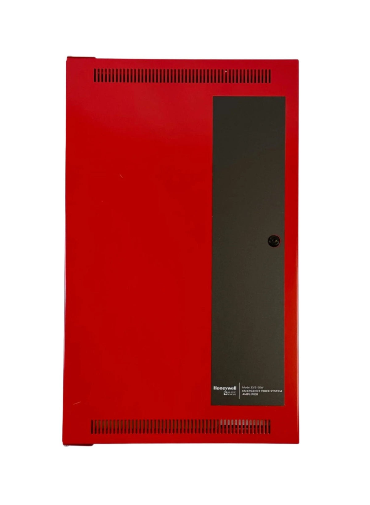 Silent Knight EVS-50W intelligent 50W amplifier, compact device with controls and output ports, designed for reliable sound amplification.