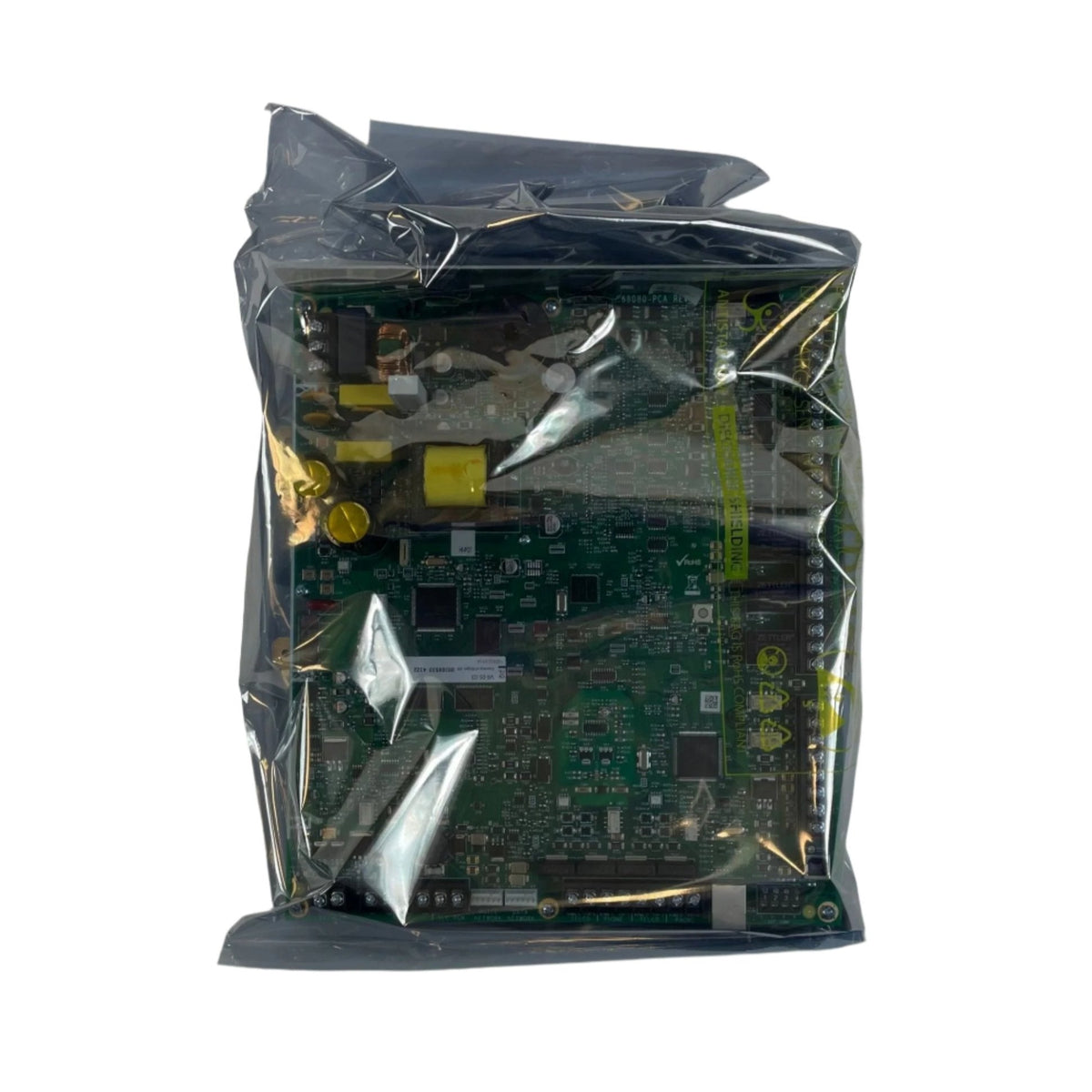 Silent Knight 6820EVSBD security control board with digital display and wiring connections for alarm system integration.