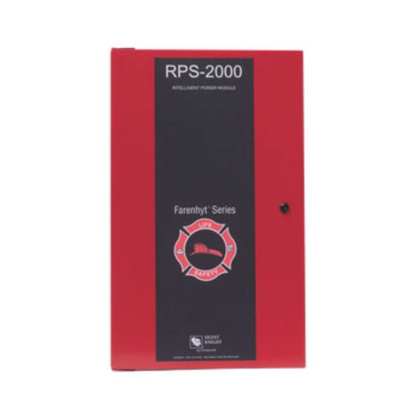 Silent Knight RPS-2000 fire alarm control panel with digital display and control buttons, used for building safety systems.