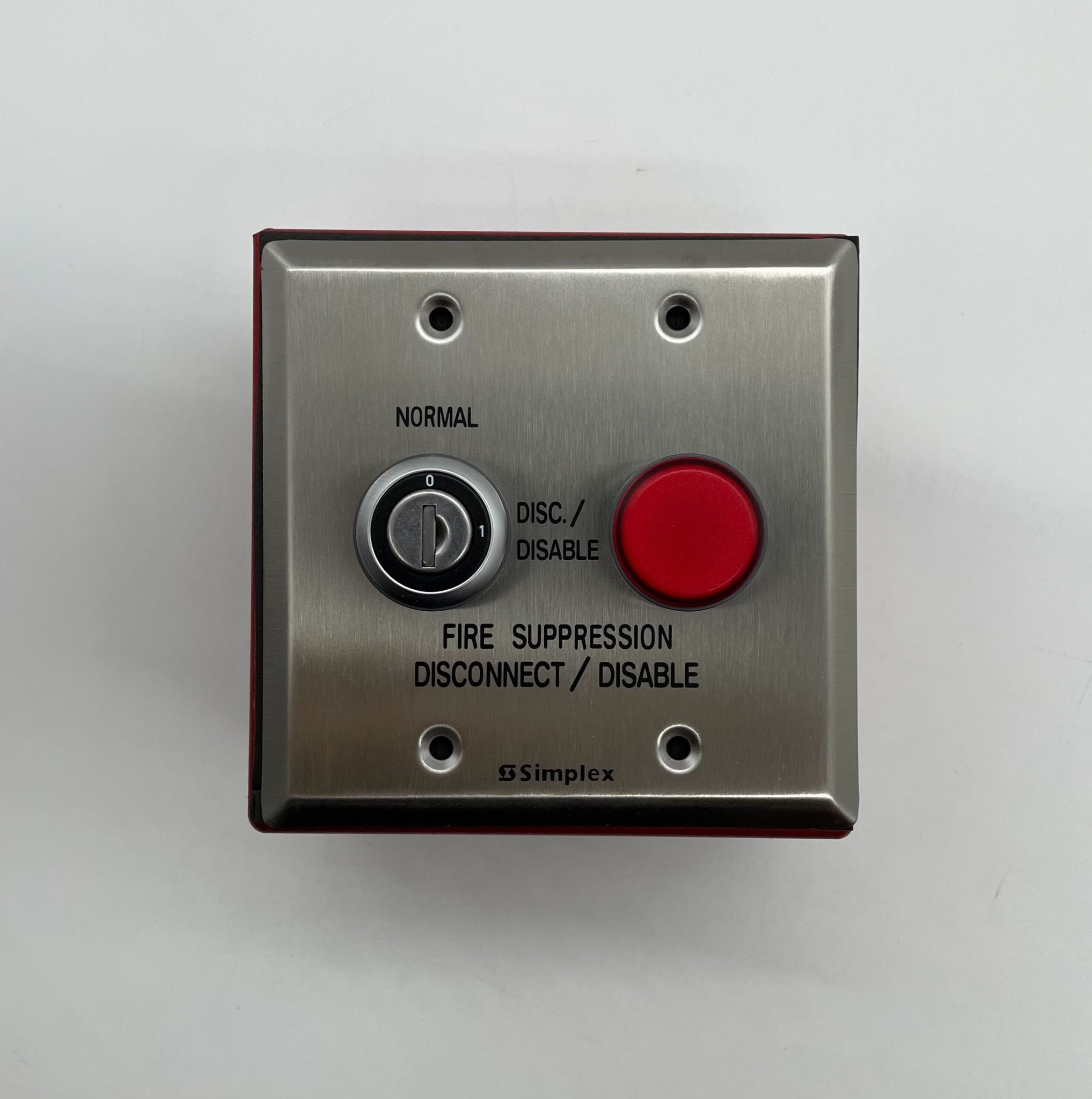 Simplex 2080-9060 fire alarm with green indicator light and wiring, designed for building safety and early fire detection.