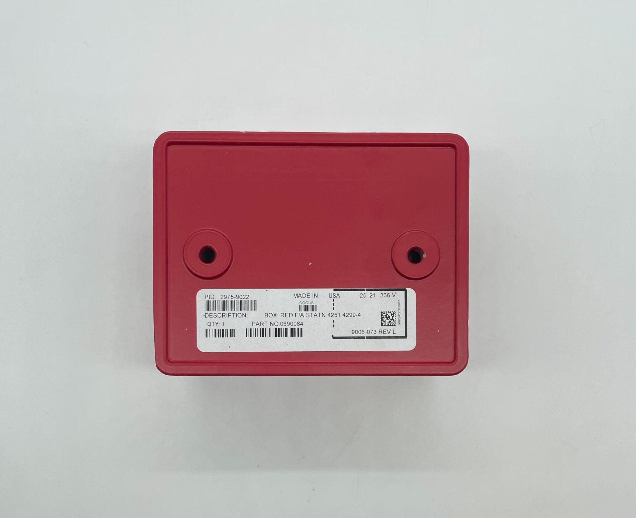 Simplex 2975-9022 fire alarm unit with white plastic casing and mounting bracket, designed for fire safety systems.