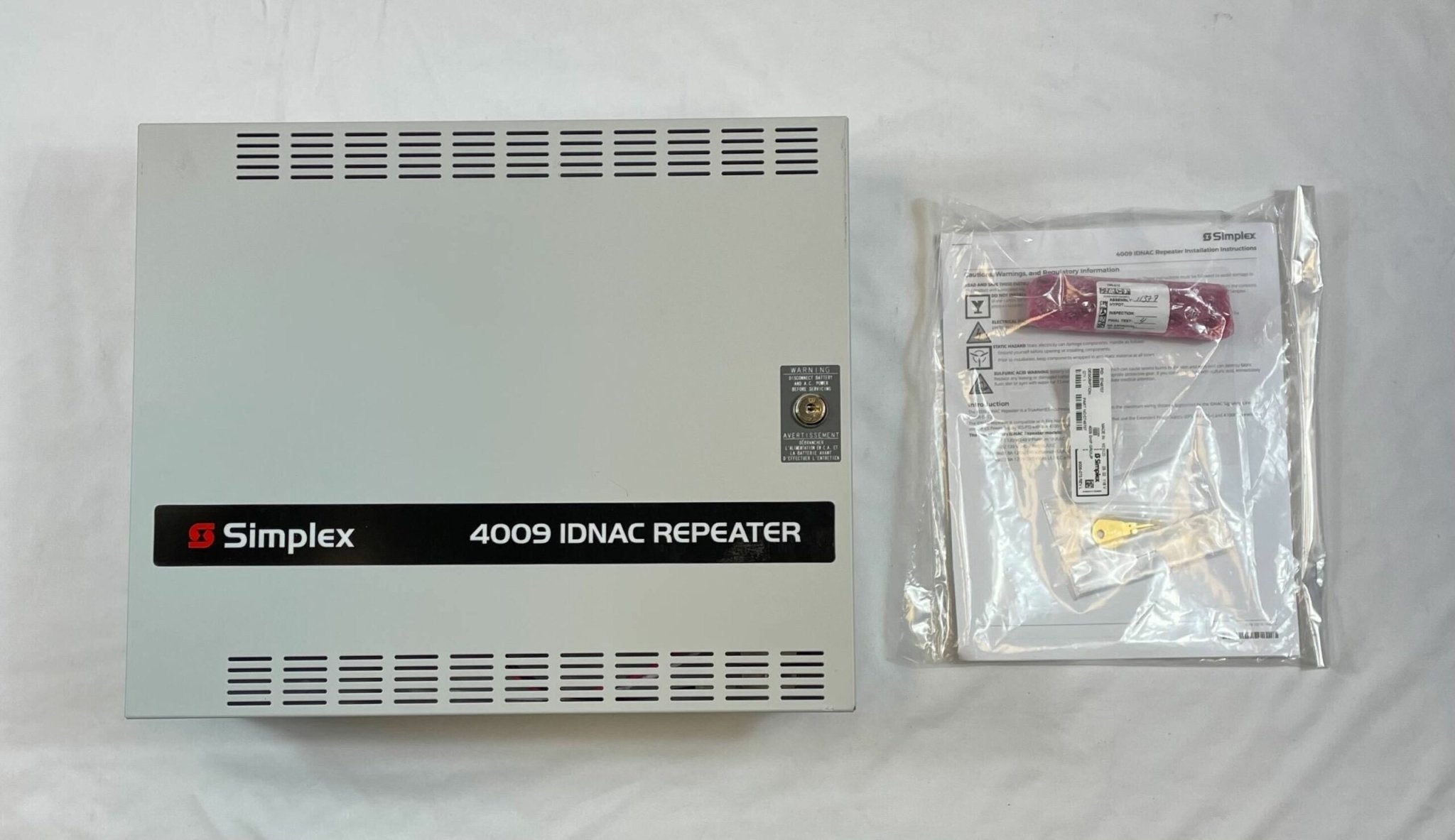 Simplex NAC 4009-9601 control panel with multiple circuit connections and display, used for security or automation systems.