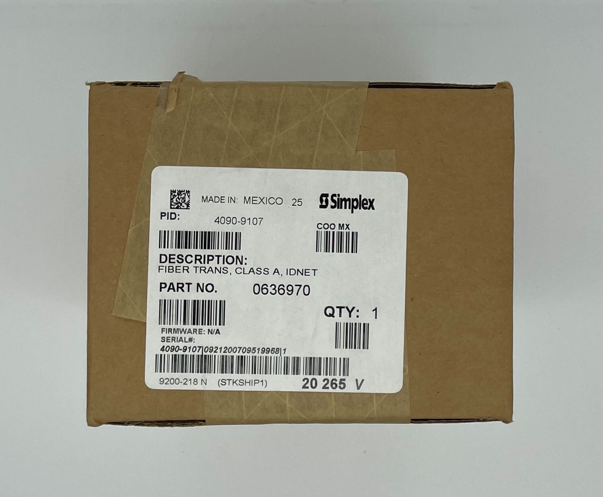 Simplex 4090-9107 fire alarm device with wiring and mounting components for safety alert systems.