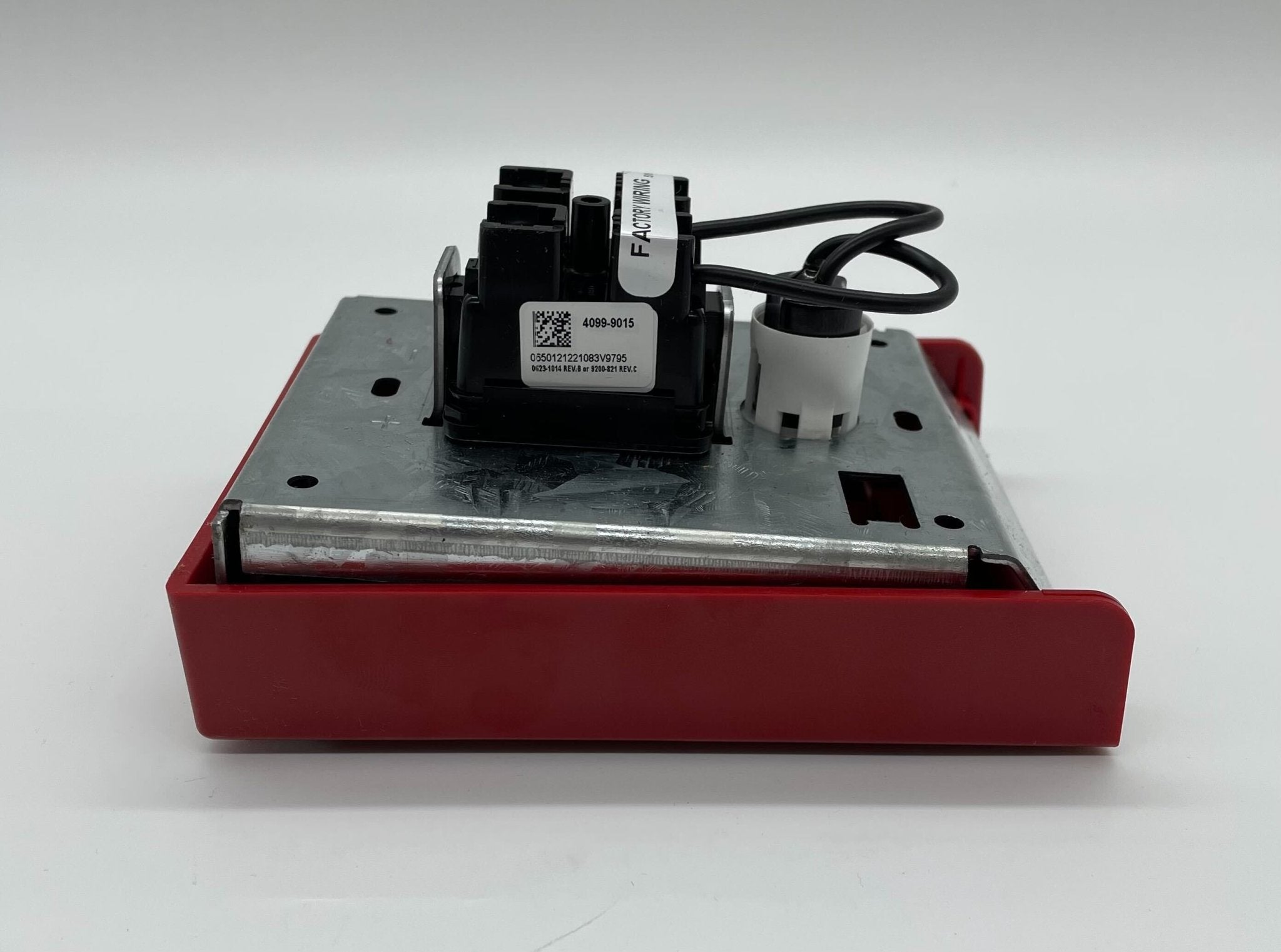 Simplex 4099-9015 pull station mounted on wall, black metal emergency alarm device by Simplex for safety communication