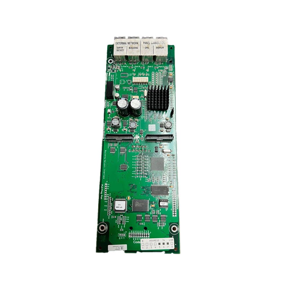 Simplex 4100-6047 fire alarm device, black rectangular alarm with LED indicator and mounting bracket, for fire safety systems.