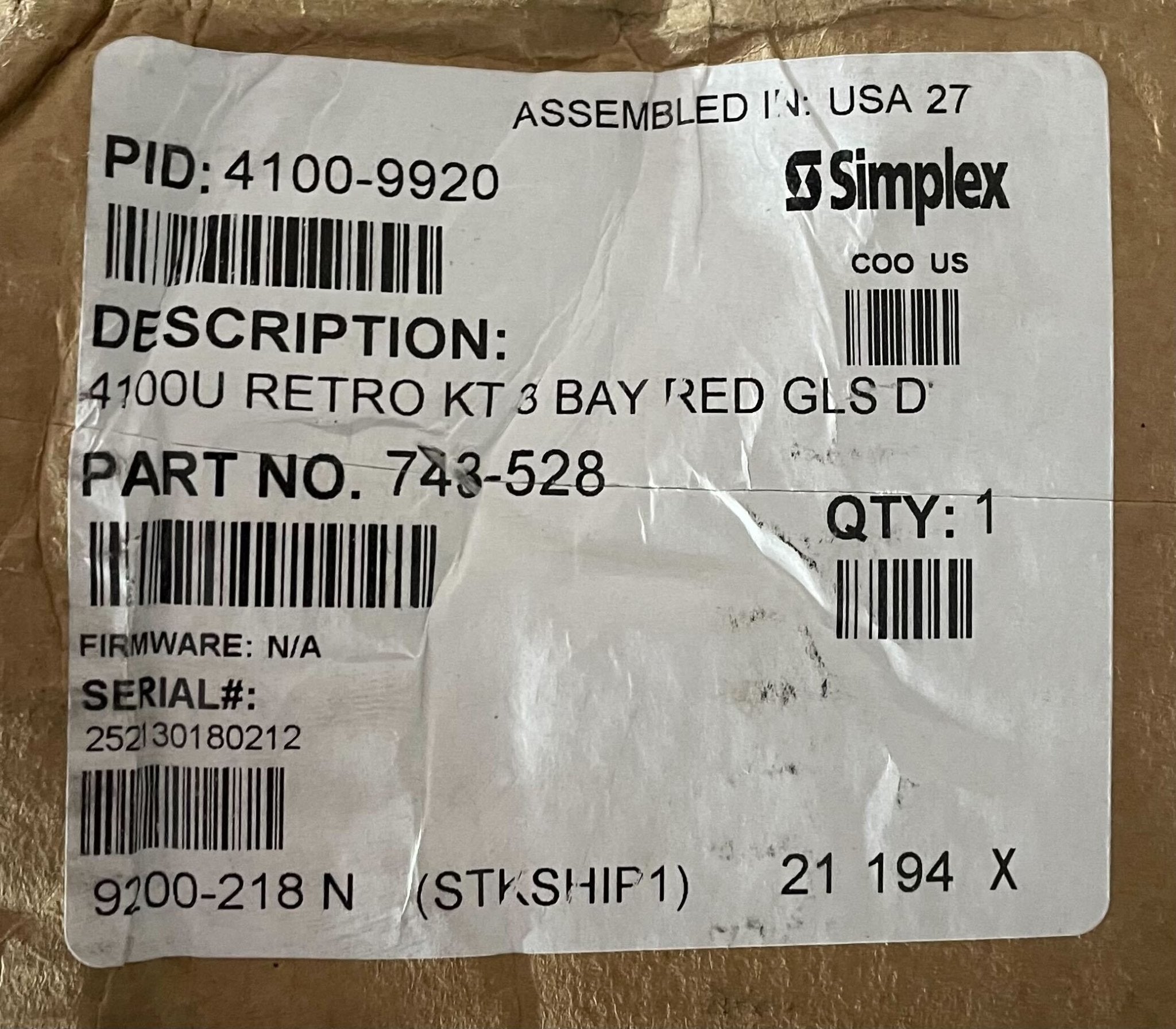 Simplex 4100-9920 fire alarm system with control panel and alarm components, installed in a building for fire safety.