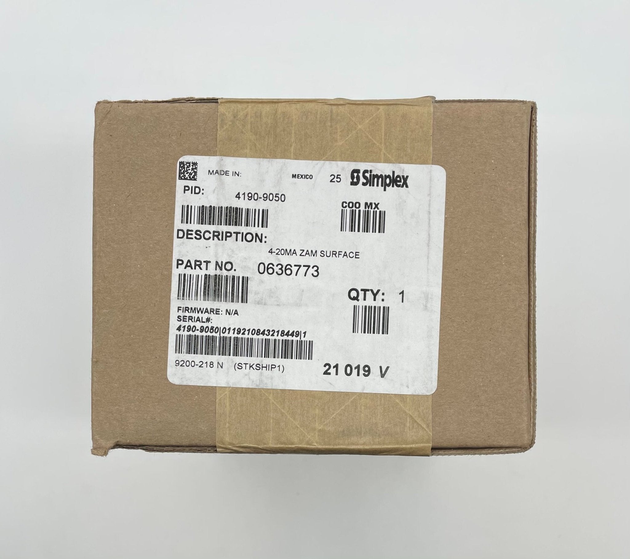 Simplex 4190-9050 fire alarm device from Simplex, mounted on wall, with visible wiring and alert indicators.