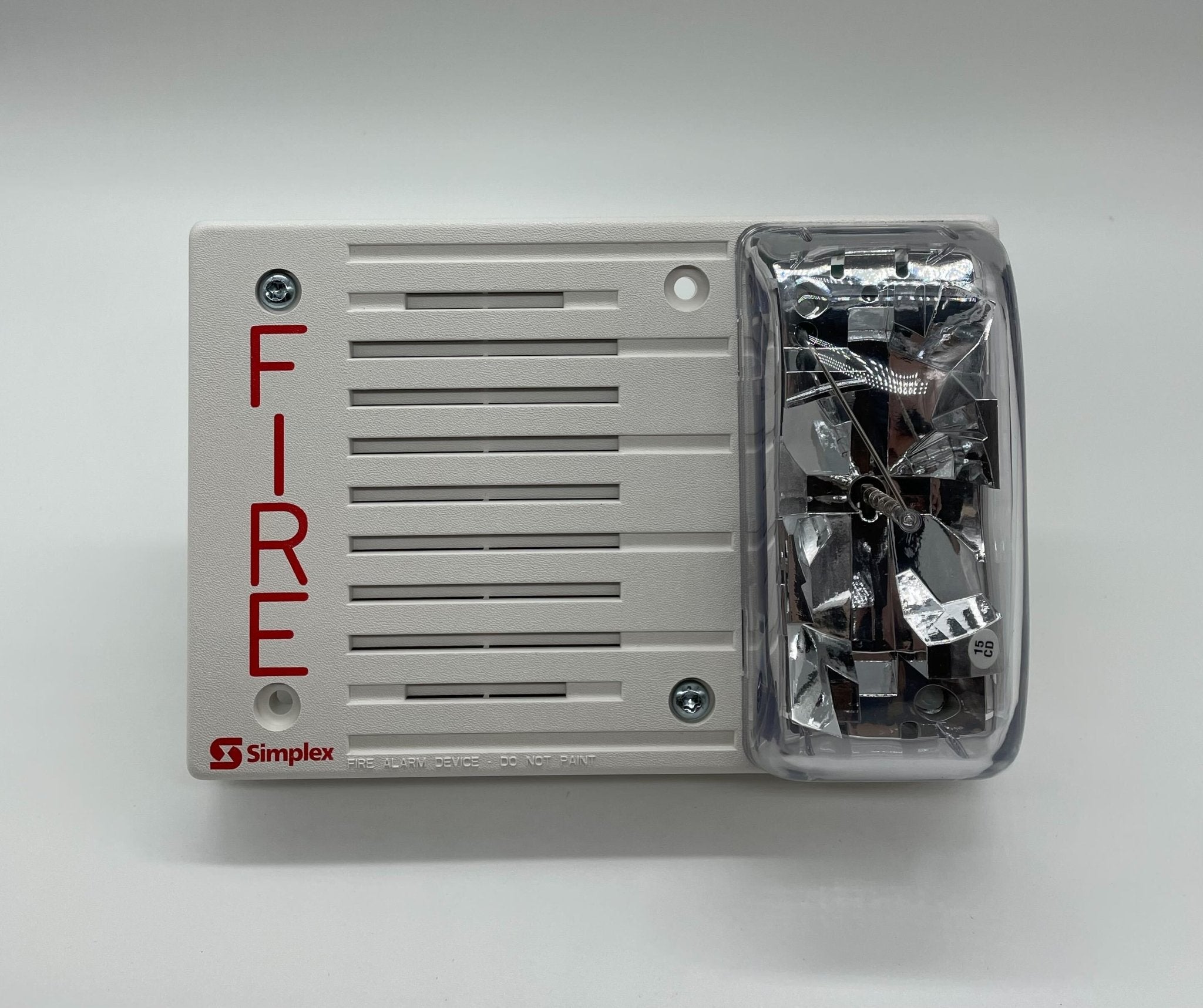 Simplex 4903-9193 speaker strobe with a clear lens and mounting base, designed for emergency notification systems.