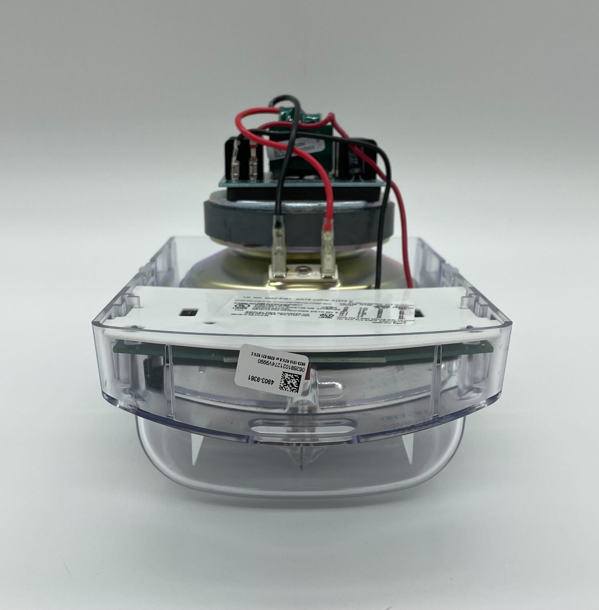 Simplex 4903-9361 speaker strobe with red housing and clear lens, designed for emergency alert signaling.