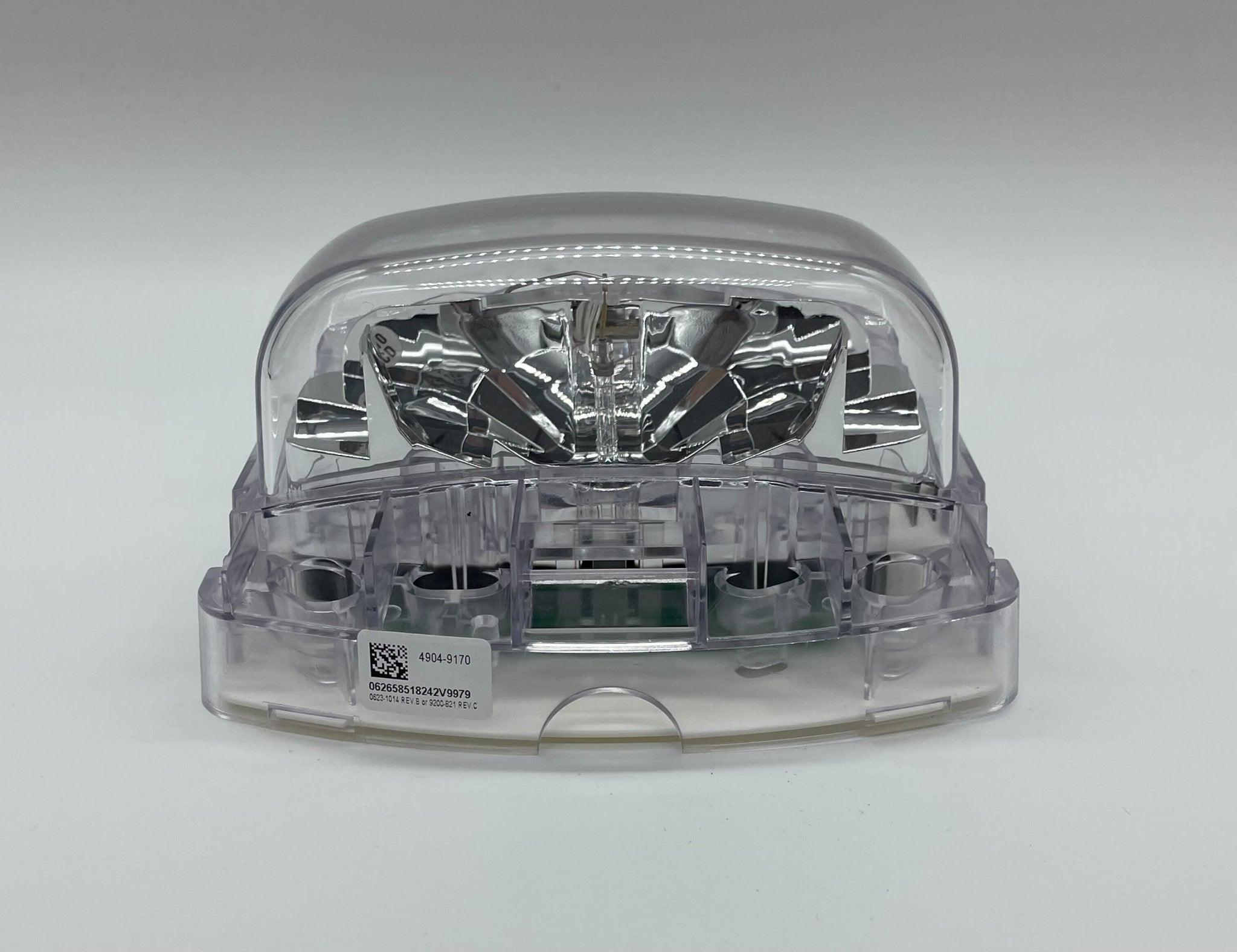 Simplex 4904-9170 strobe light with clear lens and mounting bracket, designed for fire alarm systems.