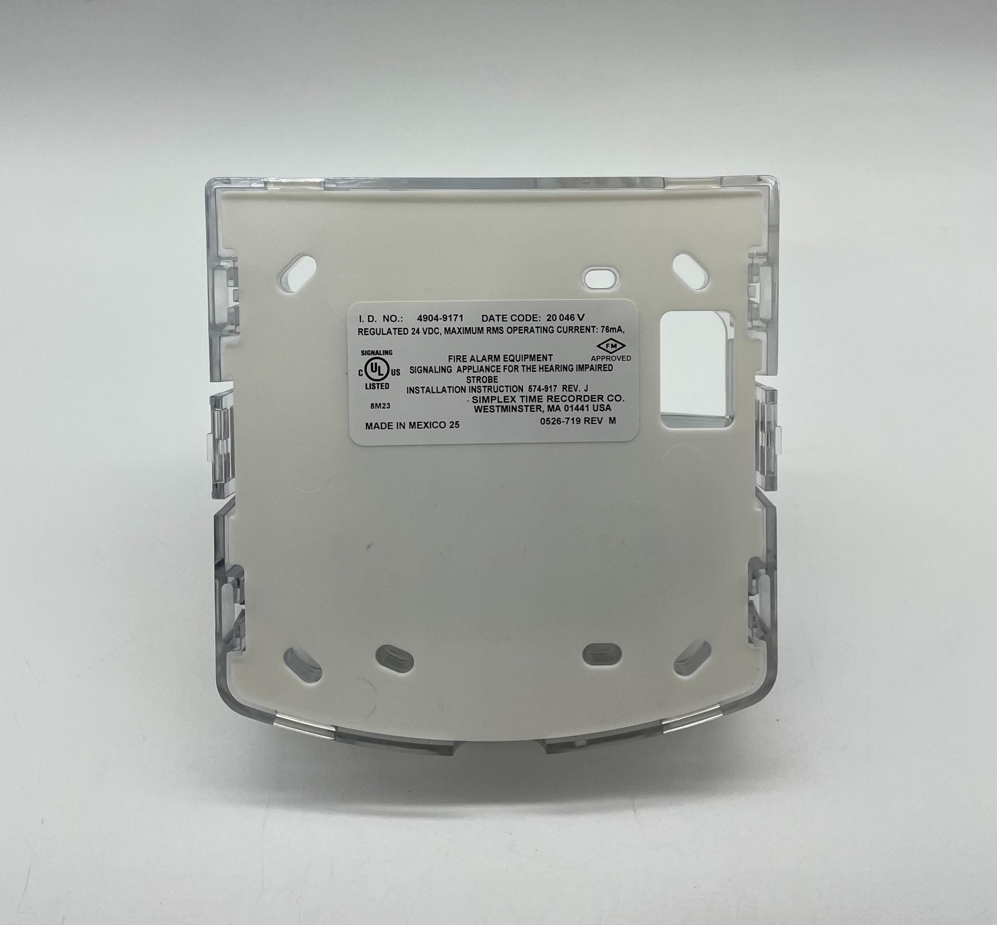Simplex 4904-9171 fire alarm unit with digital display, mounted on a wall, part of the Simplex fire alarm system.