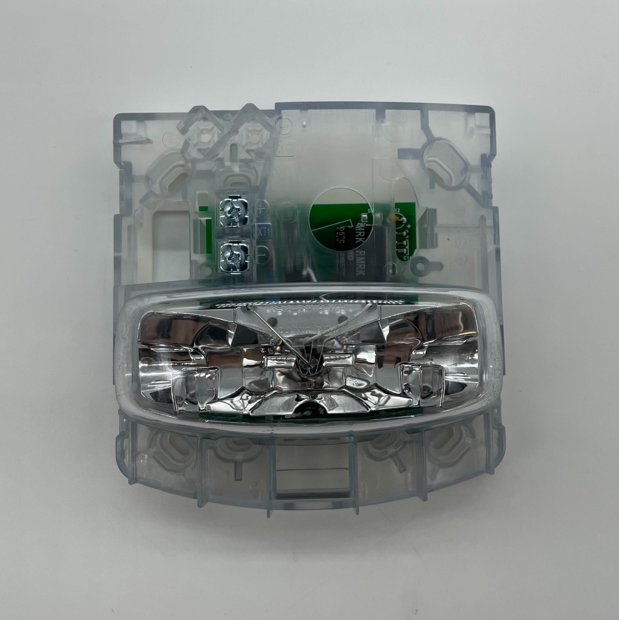 Simplex 4904-9172 strobe light with clear lens and mounting bracket, designed for fire alarm systems.
