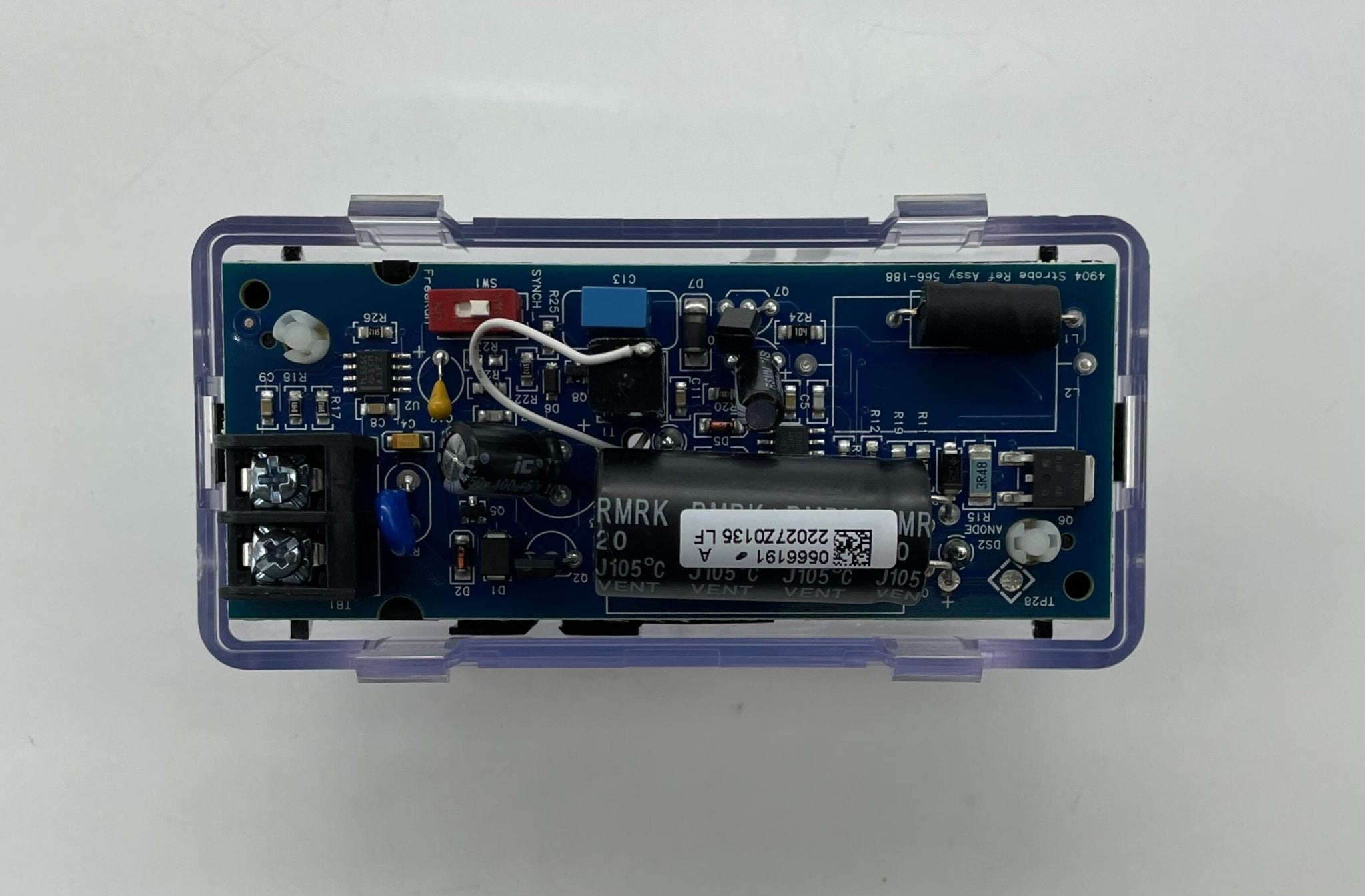Simplex 4904-9184 fire alarm with alert button and wiring, mounted on a wall for fire safety detection.