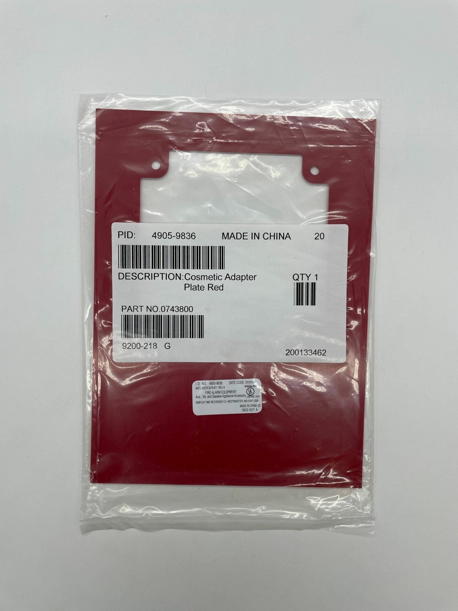 Simplex 4905-9836 fire alarm with alert button and wiring, mounted on a white wall for fire safety.