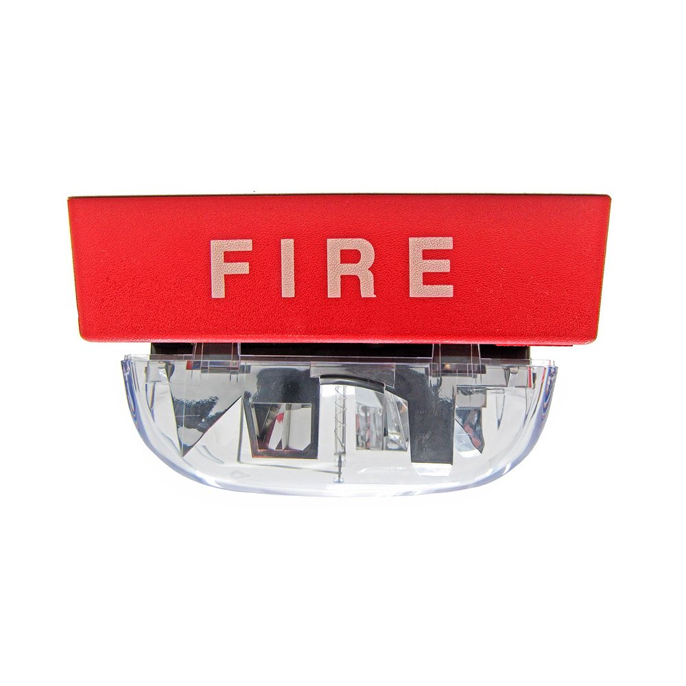 Simplex 4906-9202 strobe light, bright warning signal with clear lens and mounting bracket, used for emergency lighting.