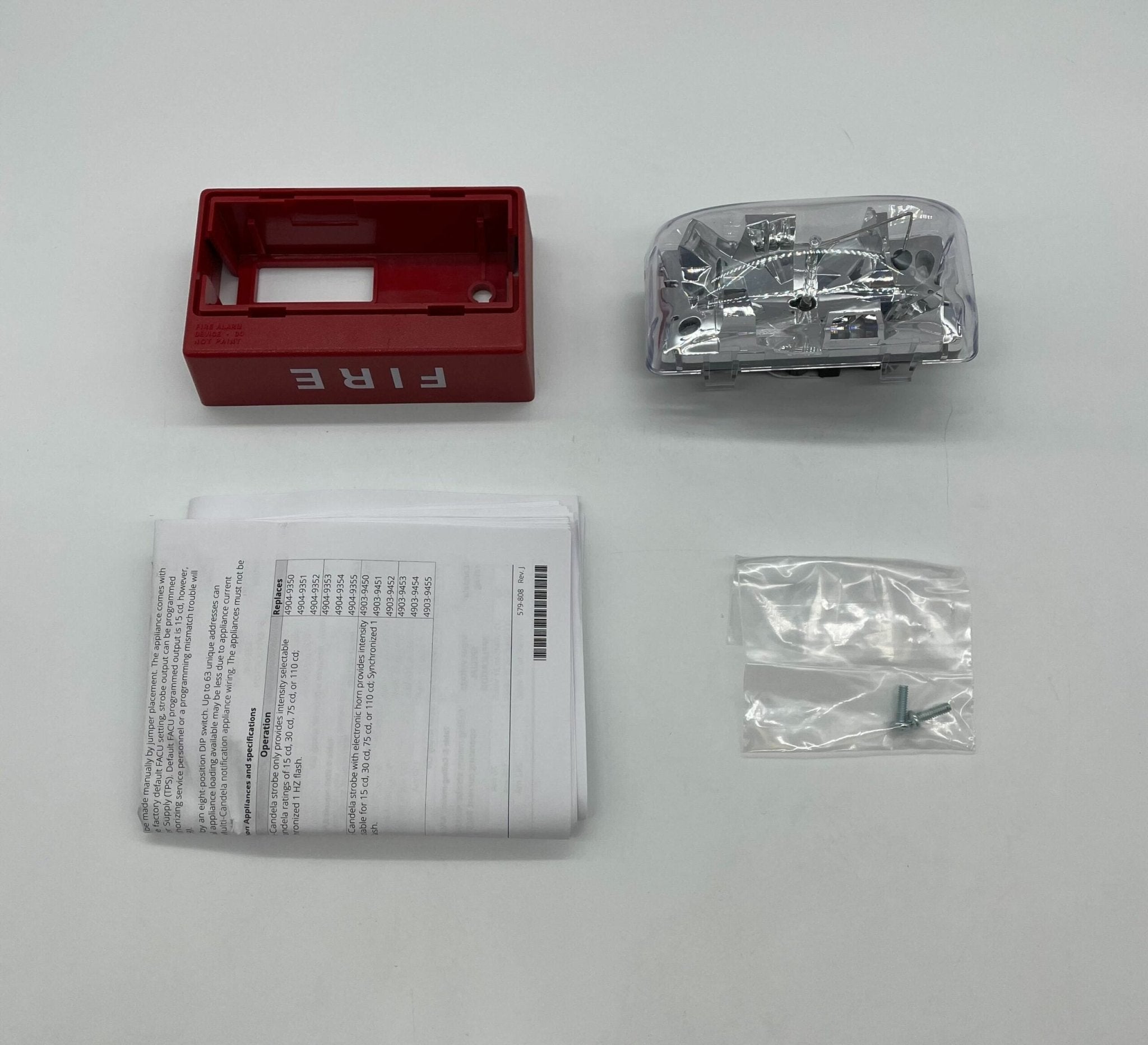 Simplex 4906-9202 strobe light with clear lens and mounting bracket, designed for emergency and signaling applications