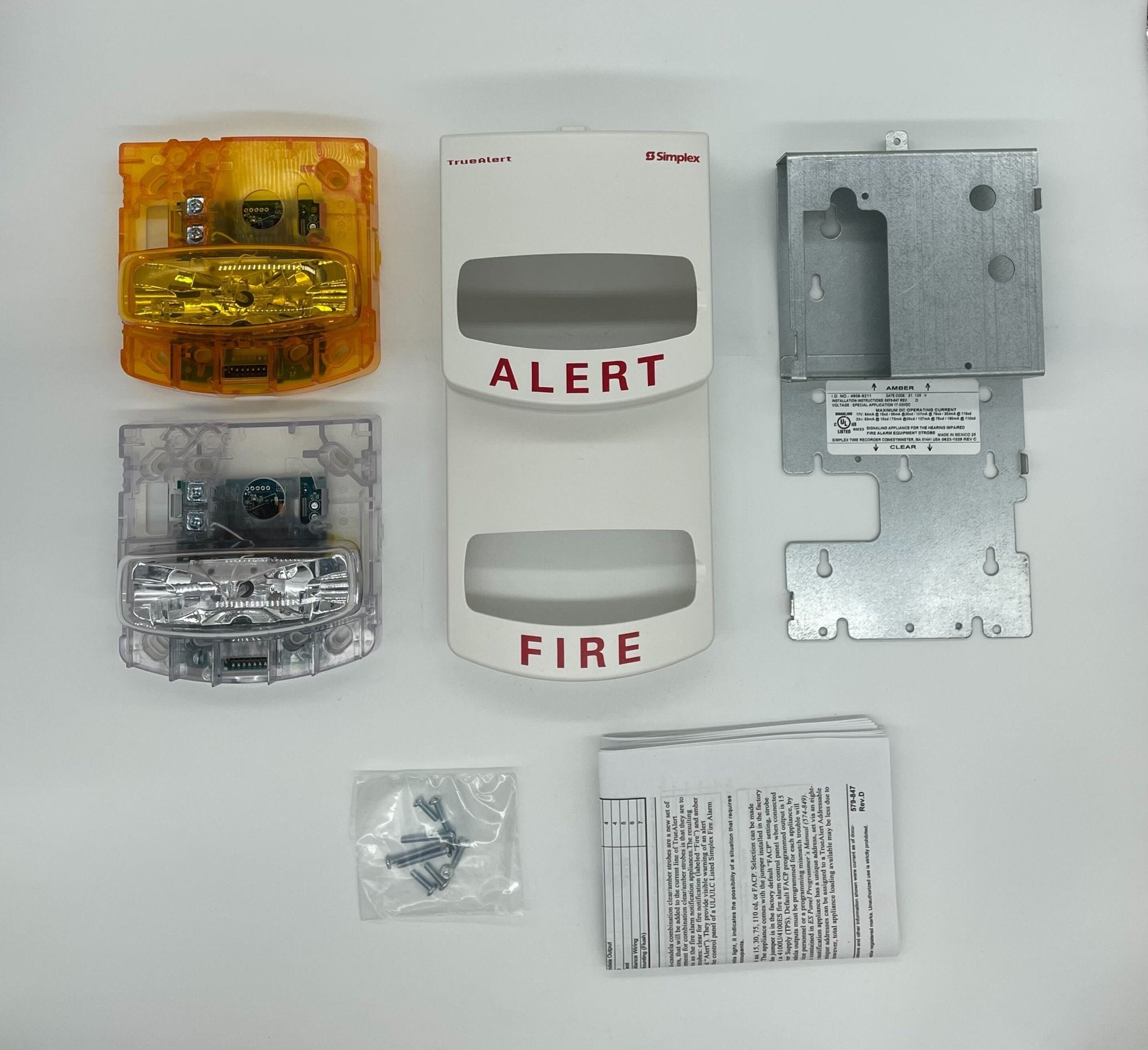 Simplex 4906-9211 fire alarm with manual pull station, white plastic enclosure, mounted on wall for fire safety.