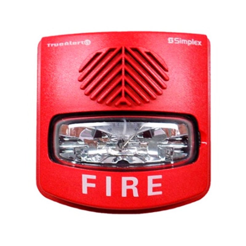 Simplex 49AV-WRFO-BA fire alarm unit with weather-resistant housing, designed for reliable emergency detection and notification.