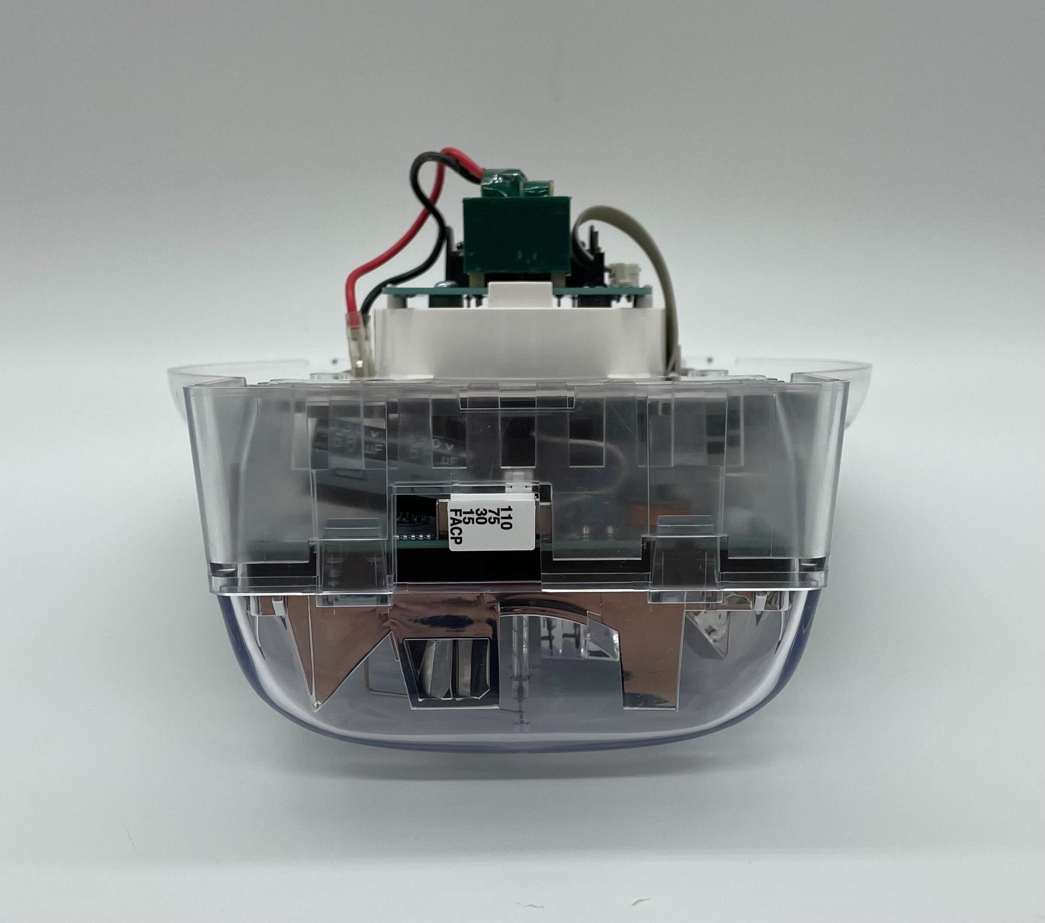 Simplex 49HFV-APPLC speaker strobe light device with a clear lens and mounting bracket, designed for fire alarm systems.