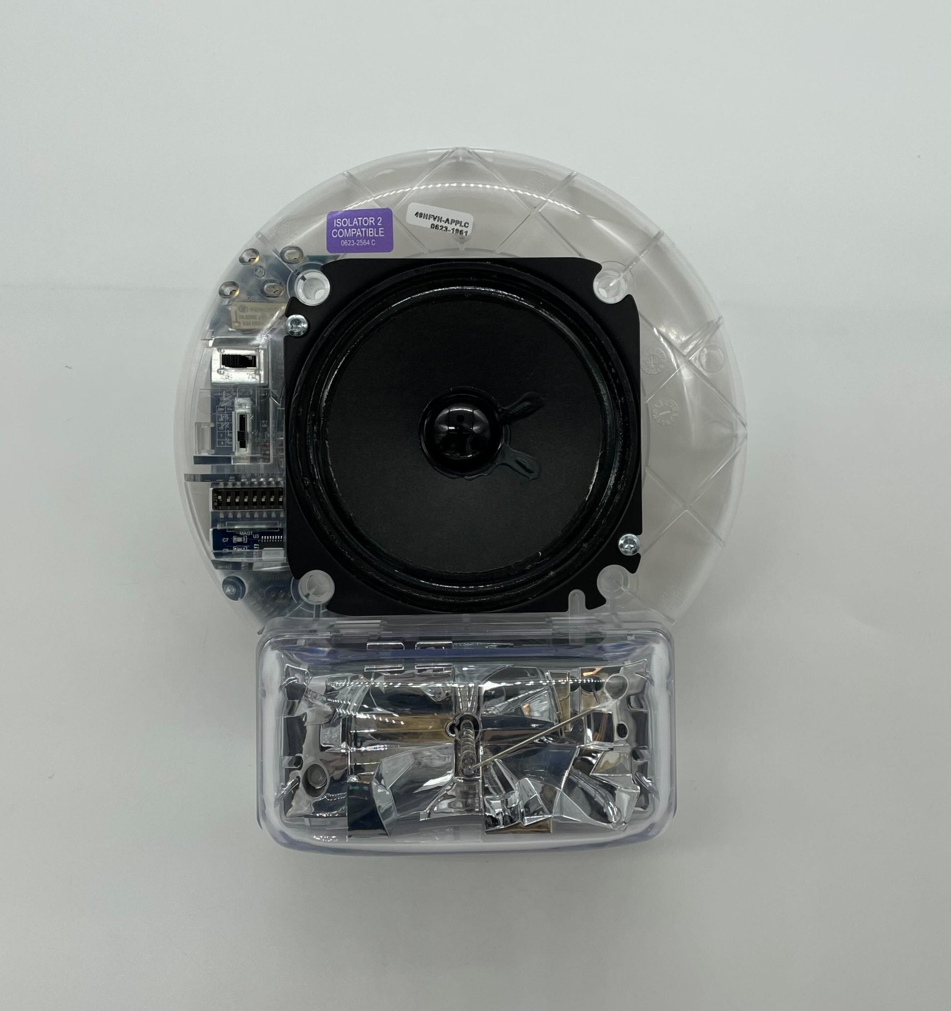 Simplex 49HFVH-APPLC fire alarm unit with warning lights and sensors, mounted on a wall in a safety installation.