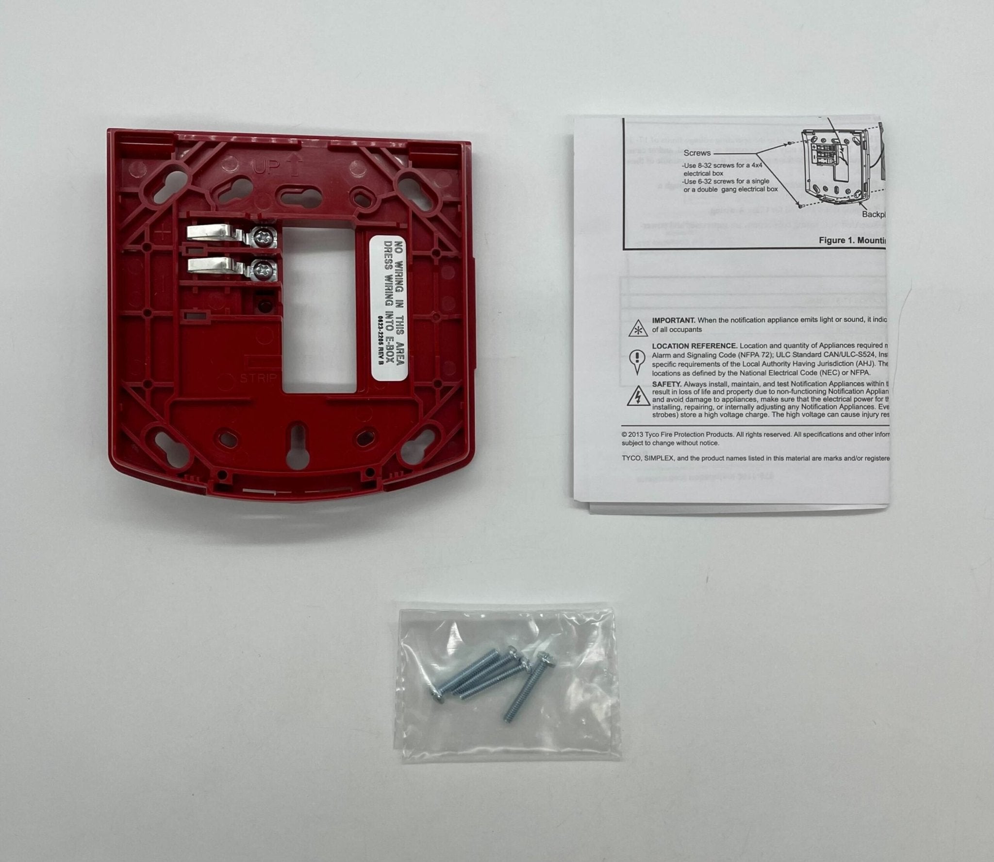 Simplex 49MP-AVVOWR fire alarm with digital display and sensor, mounted on wall in a commercial or industrial setting