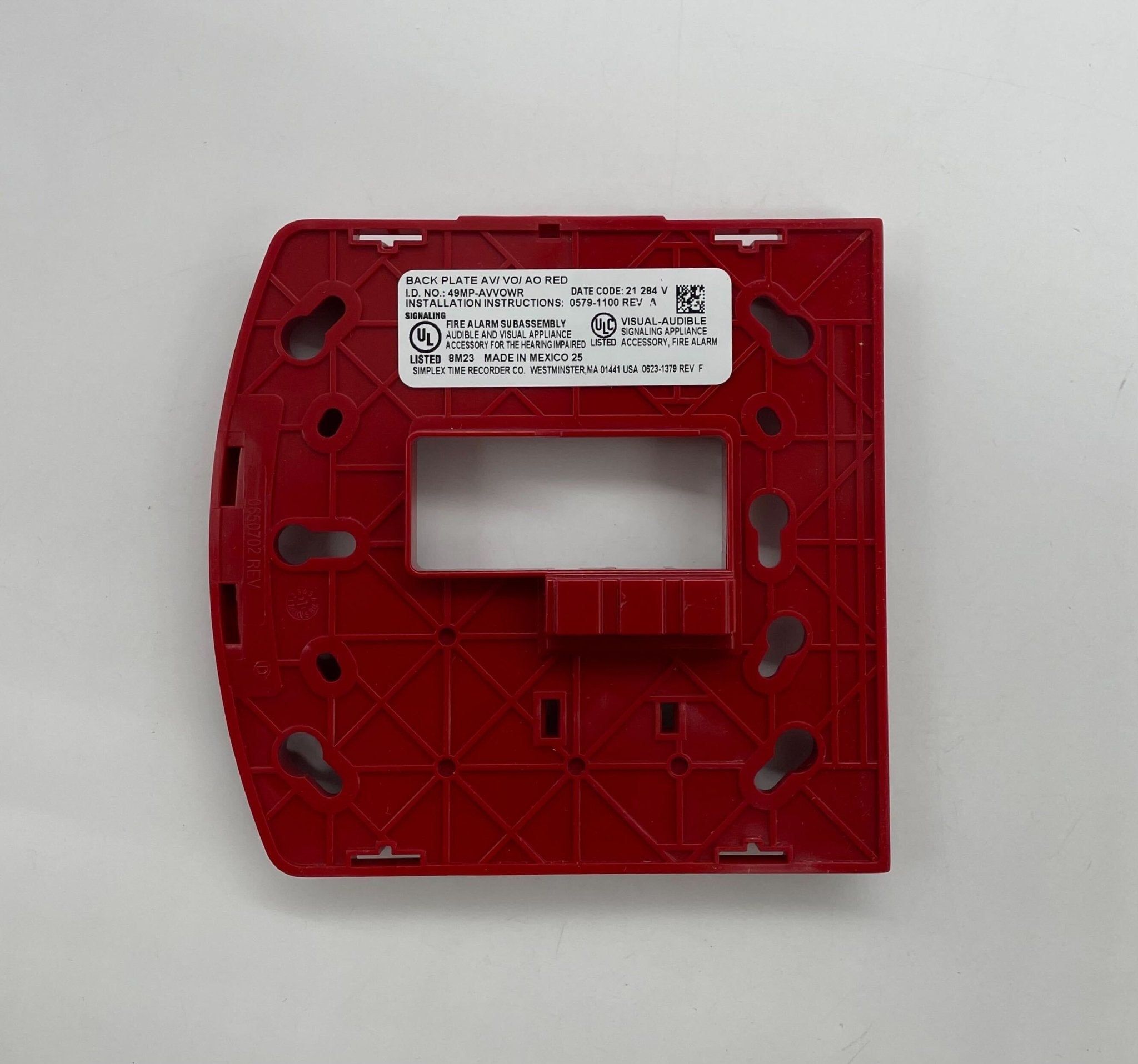 Simplex 49MP-AVVOWR fire alarm unit with digital display and sensors, mounted on a wall for safety detection.