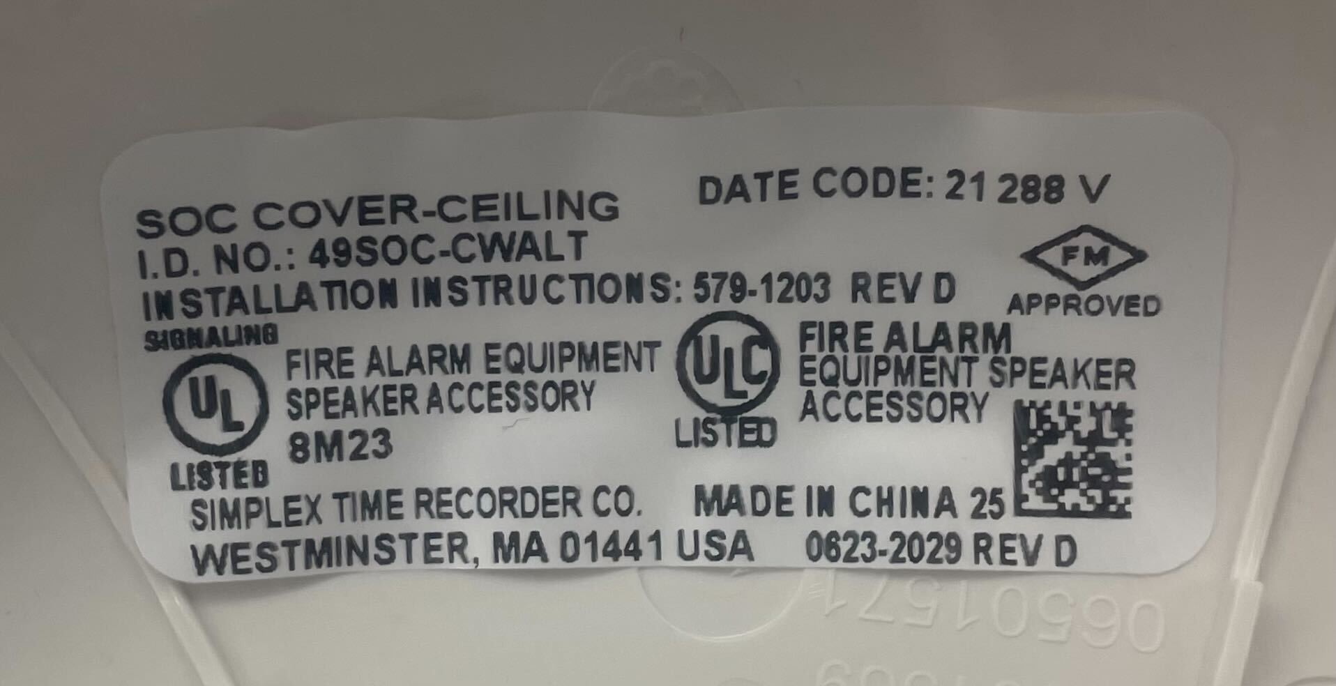 Simplex 49SOC-CWALT cover by Simplex, showcasing durable metal construction and secure fit for safety equipment.