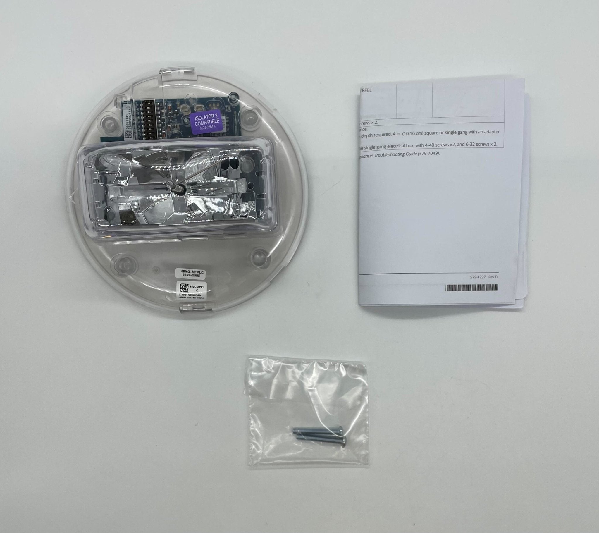 Simplex 49VO-APPLC strobe light showing a compact, industrial-grade device with mounting hardware against a neutral background.