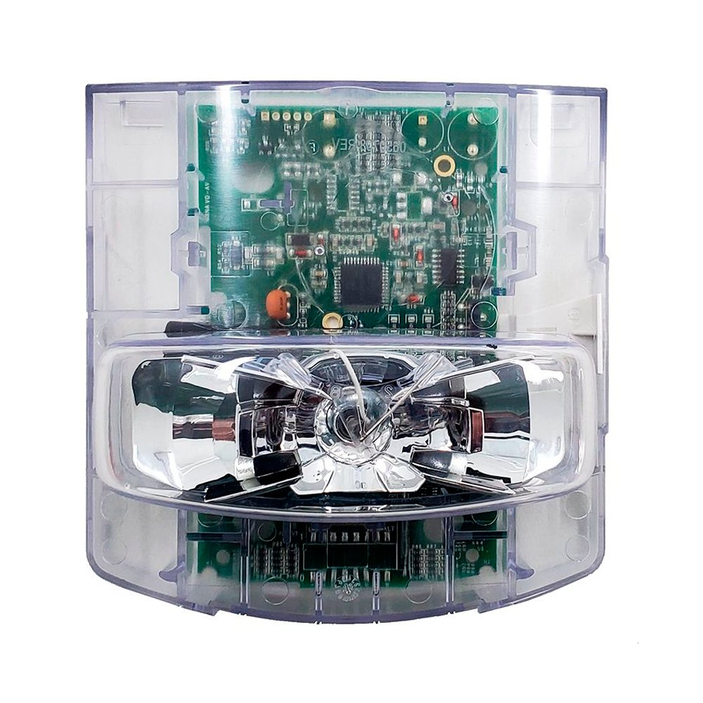Simplex 49VO-APPLW horn strobe alarm with white cover and mounting base, designed for fire safety and signaling.