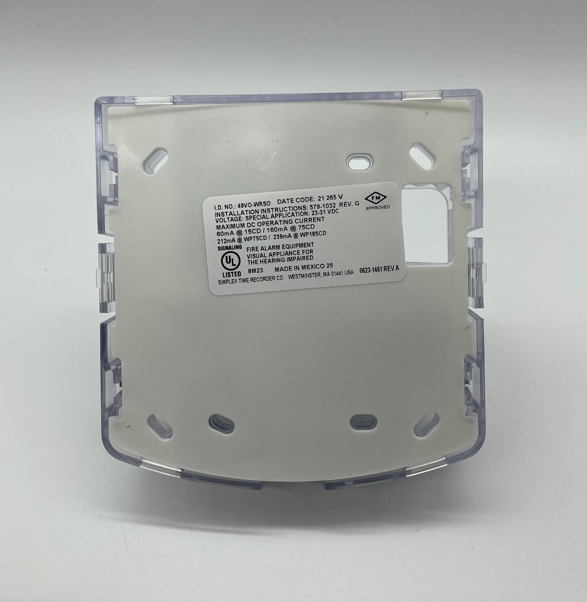 Simplex 49VO-WRSO strobe light with weather-resistant casing, designed for emergency and warning signaling.