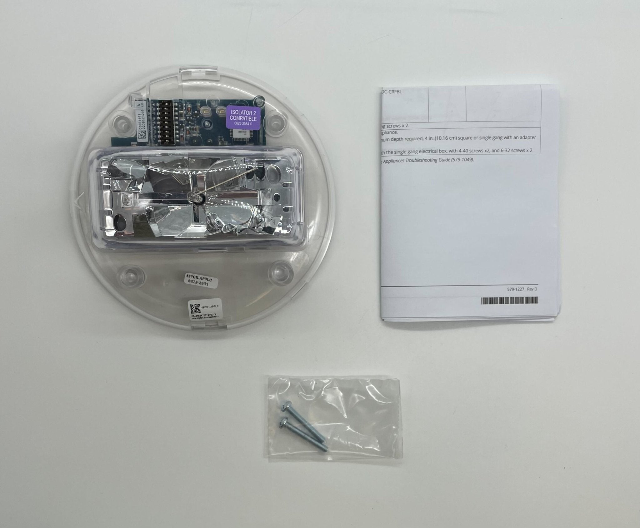 Simplex 49VOH-APPLC strobe light with orange cover, mounted on a wall, used for emergency signaling or alert systems.