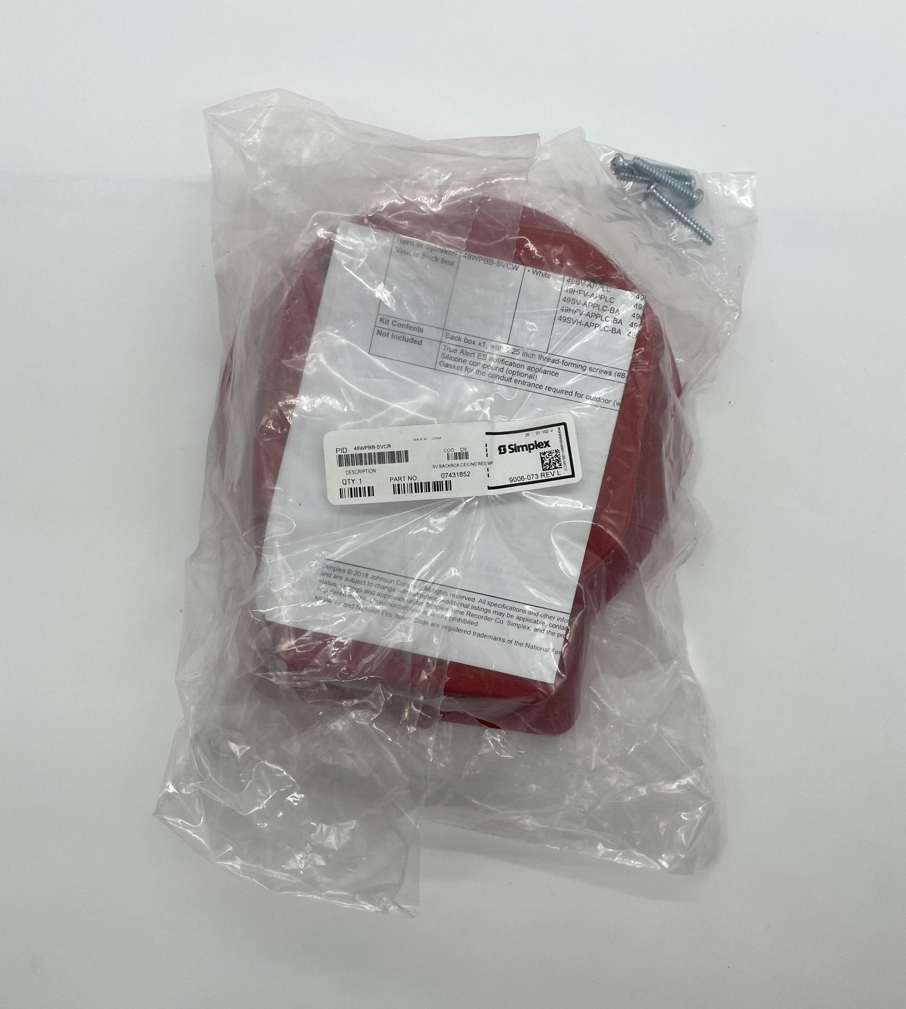 Simplex 49WPBB-SVCR backbox, durable metal enclosure for electrical wiring, shown in a professional installation setting.