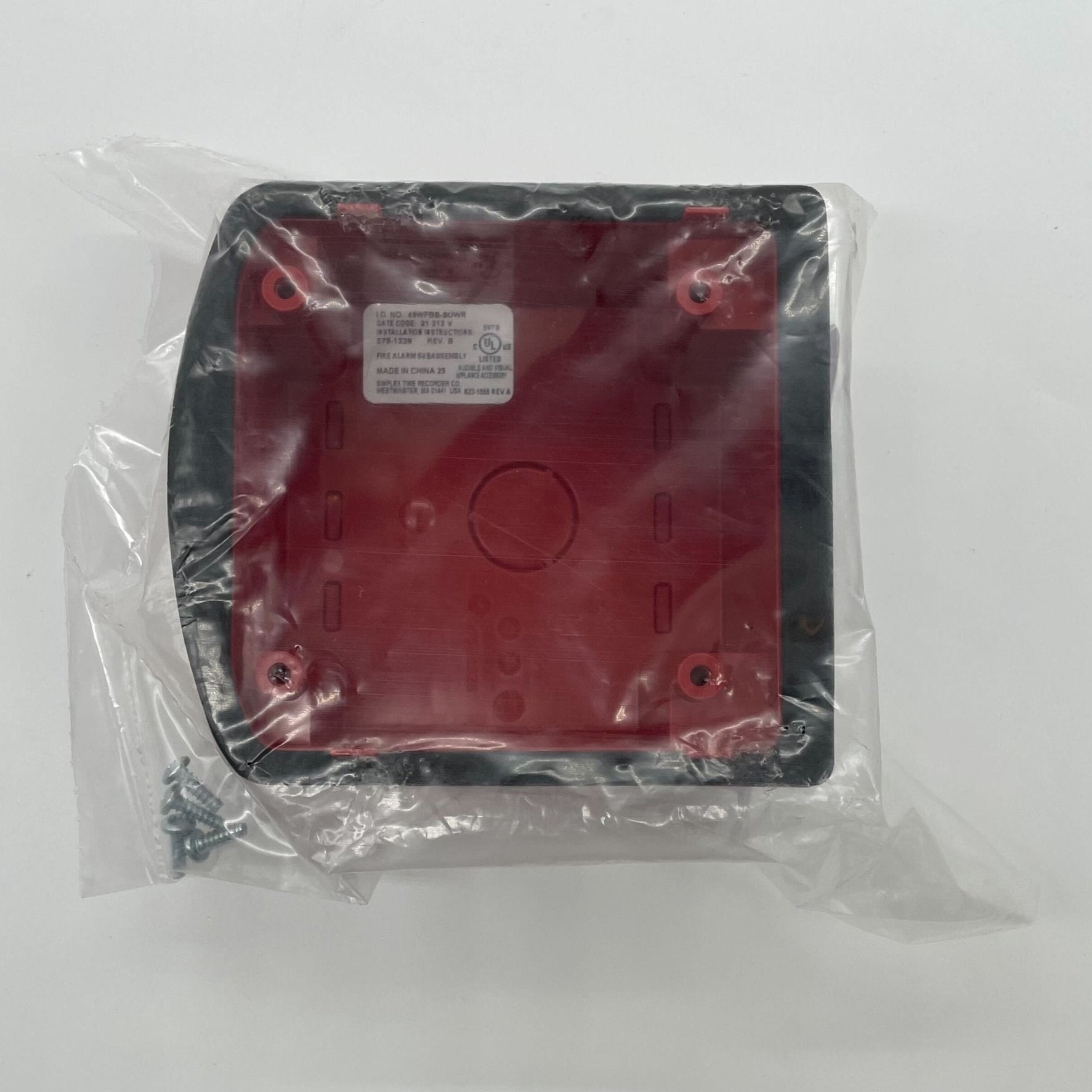 Simplex 49WPBB-SOWR fire alarm sensor with warning indicator, part of the Simplex fire alarm system, mounted on a wall.