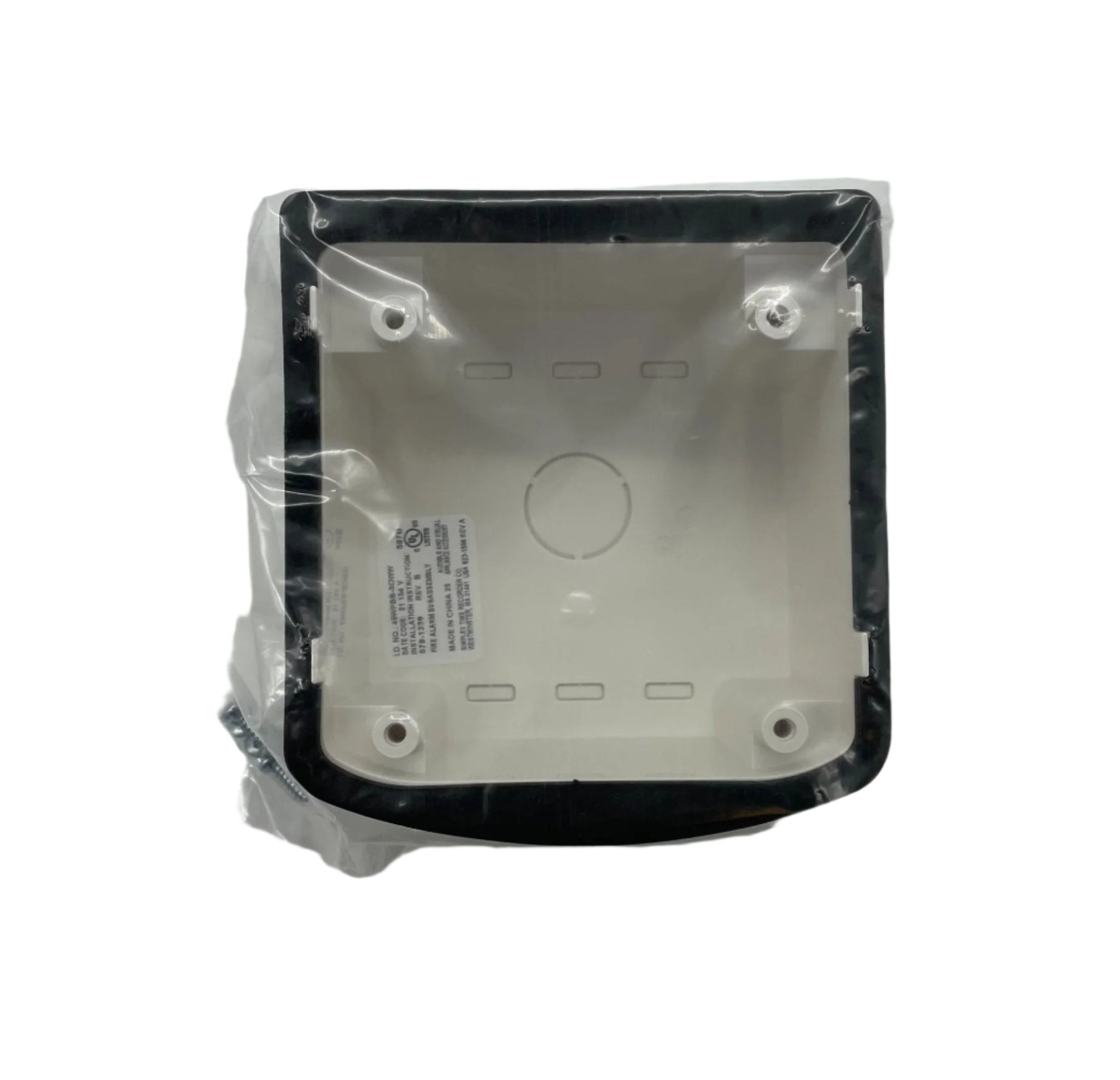 Simplex 49WPBB-SOWW fire alarm with white plastic cover and siren, designed for emergency alert systems.