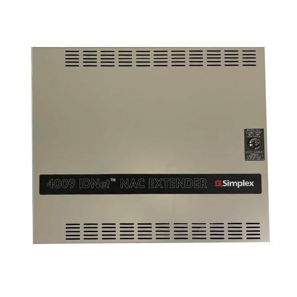 Simplex 4009-9201 fire alarm sensor with wiring and mounting components on a white background.
