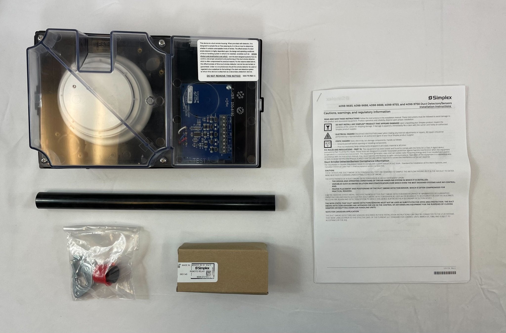Simplex 4098-9688 fire alarm device with alarm horn and sensor, designed for fire safety systems.