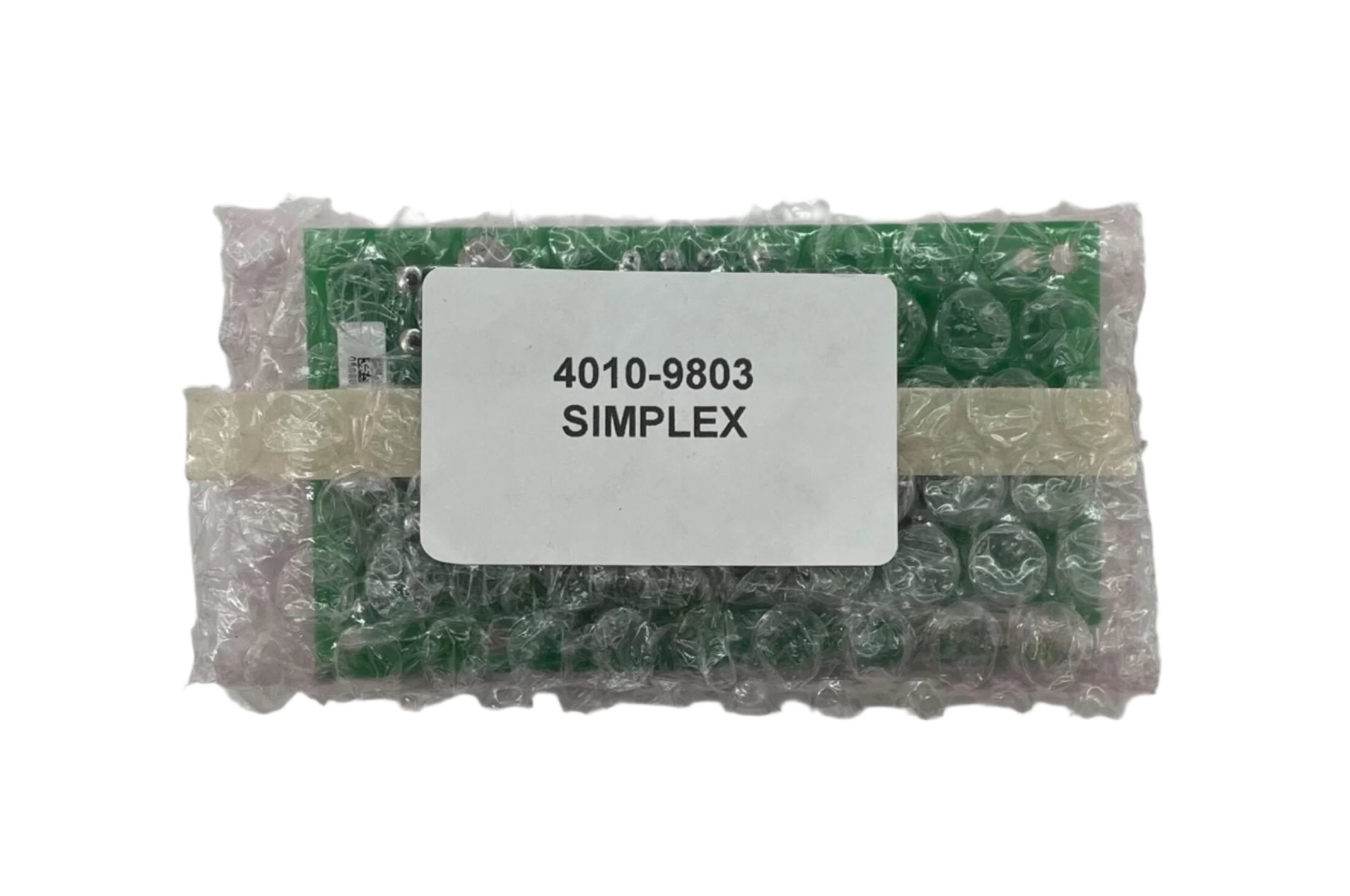 Simplex 4010-9803 fire alarm sensor mounted on ceiling, part of fire detection system by Simplex, with wiring and detection components visible.
