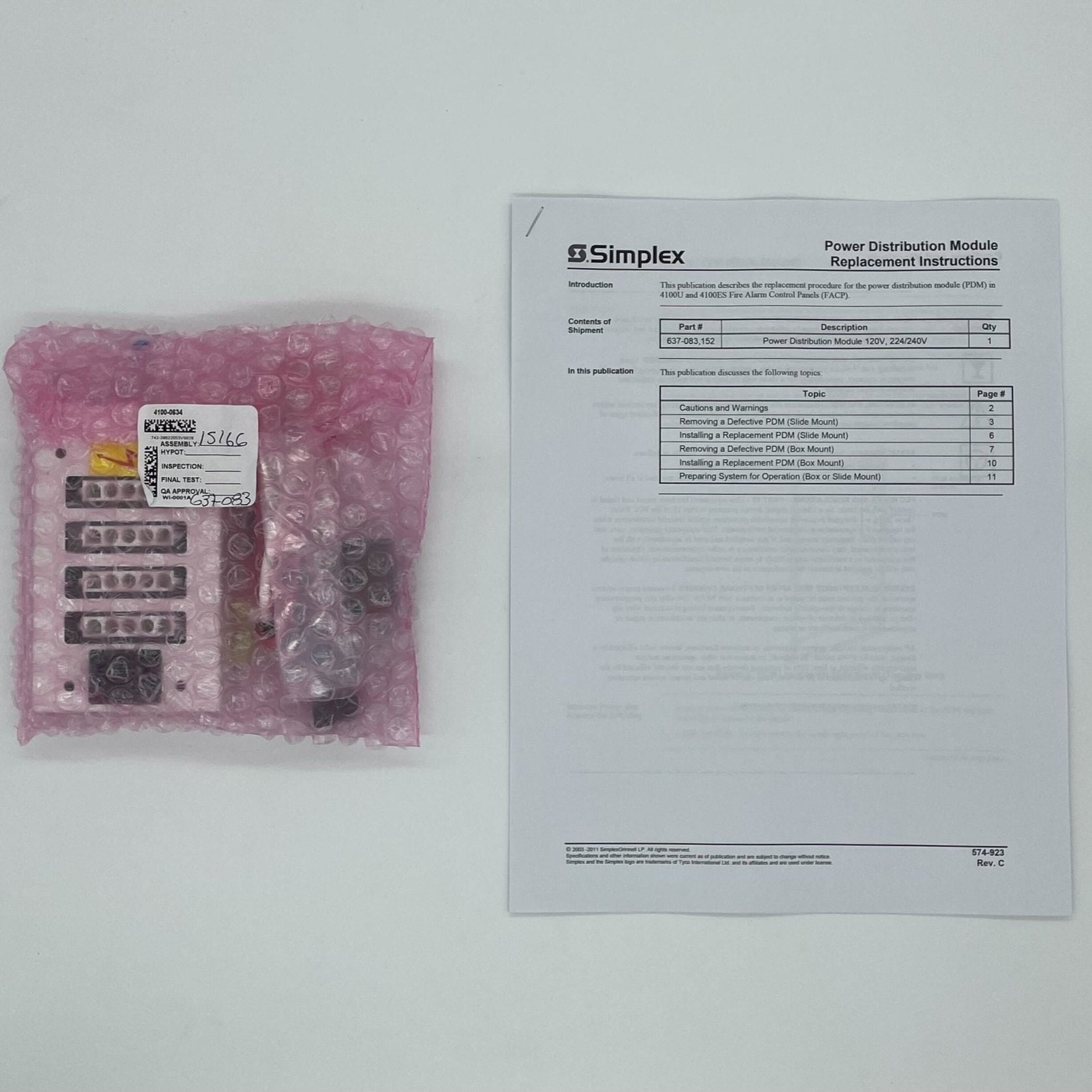 Simplex 4100-0634 fire alarm sensor with ULC certification, mounted on wall, part of the Simplex fire alarm system.