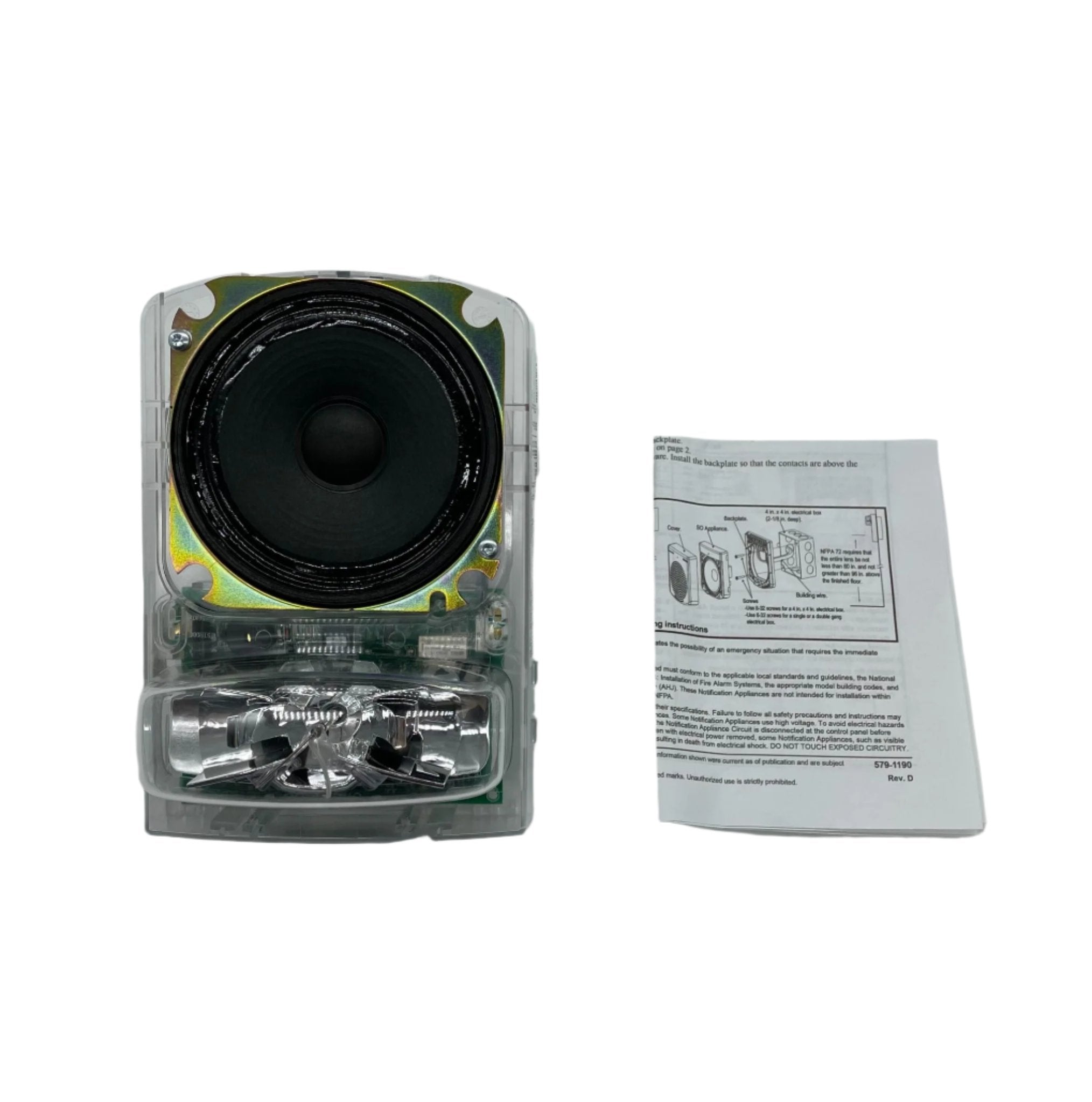 Simplex 49SV-APPLW speaker strobe with white housing and mounting hardware, designed for visual alarm signaling.