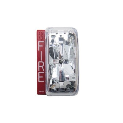 Simplex 4904-9183 strobe light with clear lens and mounting bracket, used for emergency or warning signaling.