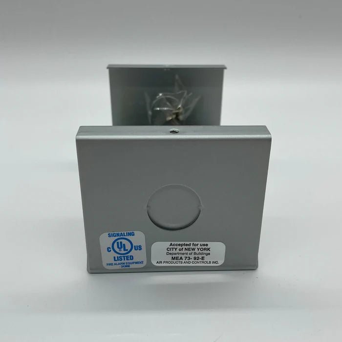 Space Age SSU-MR-201/C industrial safety switch with metal enclosure and control knob, mounted on a white background.