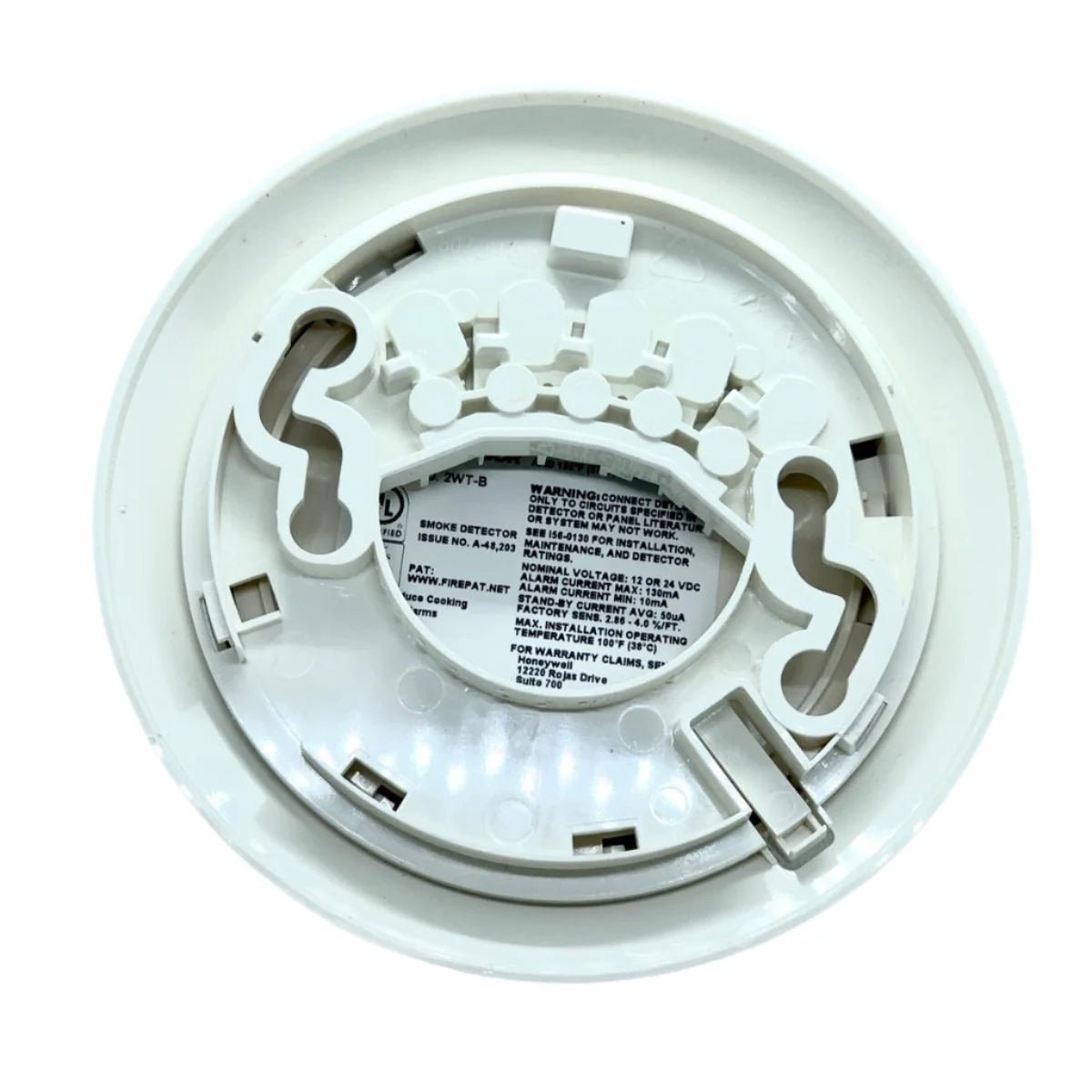 System Sensor 2WT-B wireless temperature transmitter with digital display and mounting bracket for HVAC and building automation systems.