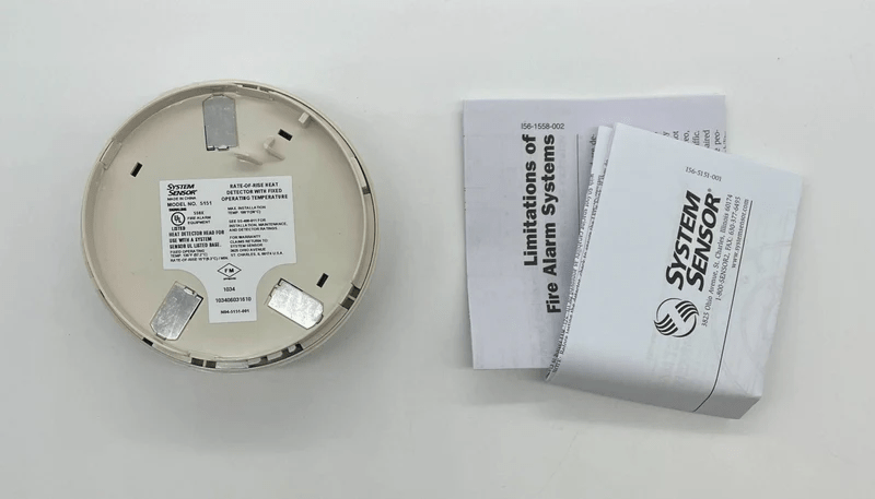 System Sensor 5151 fire alarm sensor with wiring, designed for smoke detection in commercial fire alarm systems.
