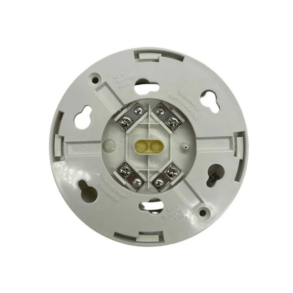 System Sensor 5621 fire alarm detector with visible sensor and mounting hardware, designed for building safety and fire detection.
