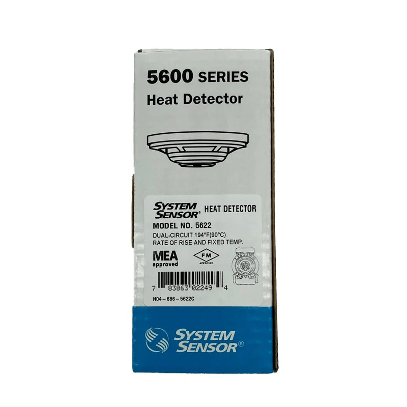 System Sensor 5622 fire alarm detector with white plastic housing and mounting bracket, designed for building safety systems.