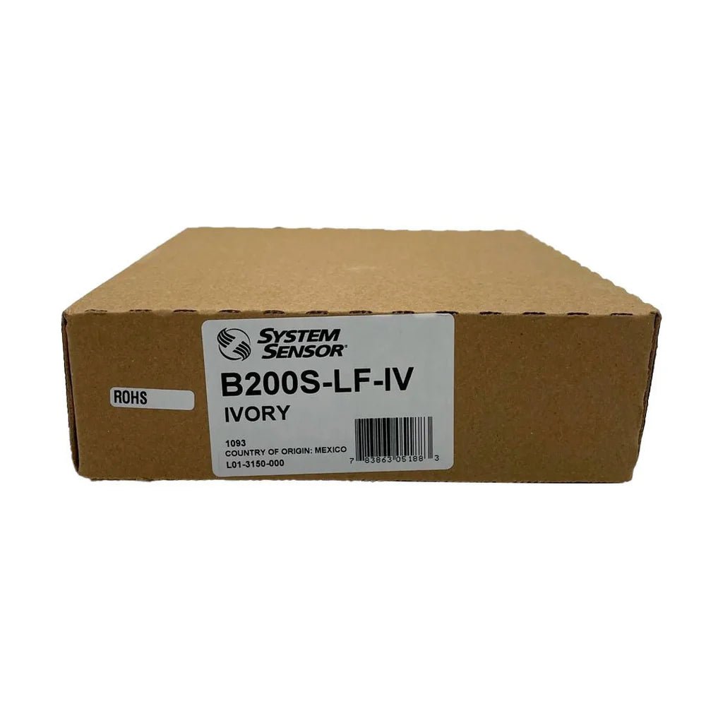 System Sensor B200S-LF-IV fire alarm detector with white housing and mounting base, designed for smoke detection systems.