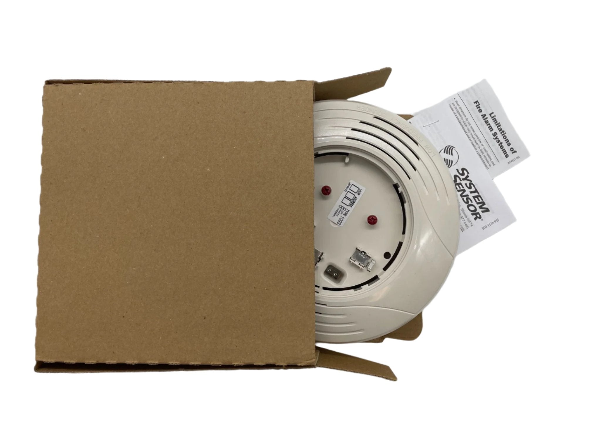 System Sensor B200S-LF-IV fire alarm smoke detector with a sleek black design and mounting base.