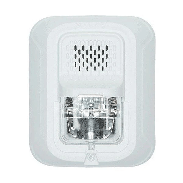 System Sensor CHSWL smoke and heat detector mounted on ceiling, part of fire safety equipment for buildings.