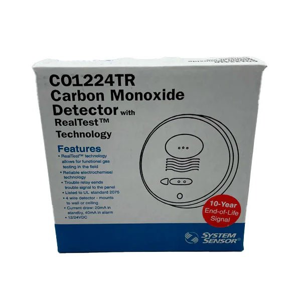 System Sensor CO1224TR carbon monoxide detector with digital display and alarm indicator for residential safety.
