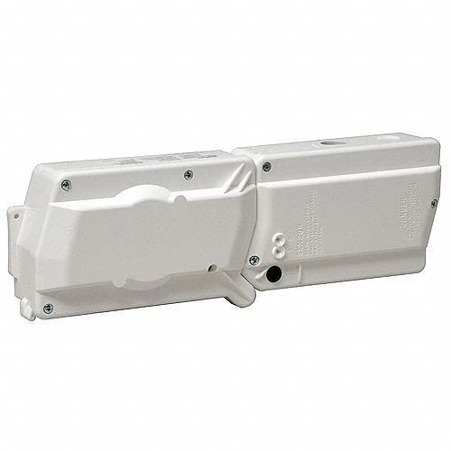 System Sensor D4120W fire alarm control module mounted on a wall with wiring visible.